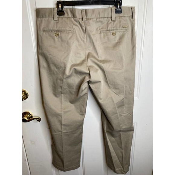 IZOD American Chino Flat Front Slim Fit Pant - Khaki, Waist 36x29 - Picture 2 of 4
